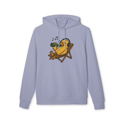 Chillente Hoodie (Brustprint) – Lustiger Unisex Kapuzenpullover mit Ente, Bier & Musik-Motiv | Perfekt für Freizeit, Festivals & Sommer