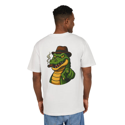 Gangster Alligator T-Shirt (Rückenprint) – Cooles Unisex Shirt mit Zigarren-Krokodil im Retro Comic Style
