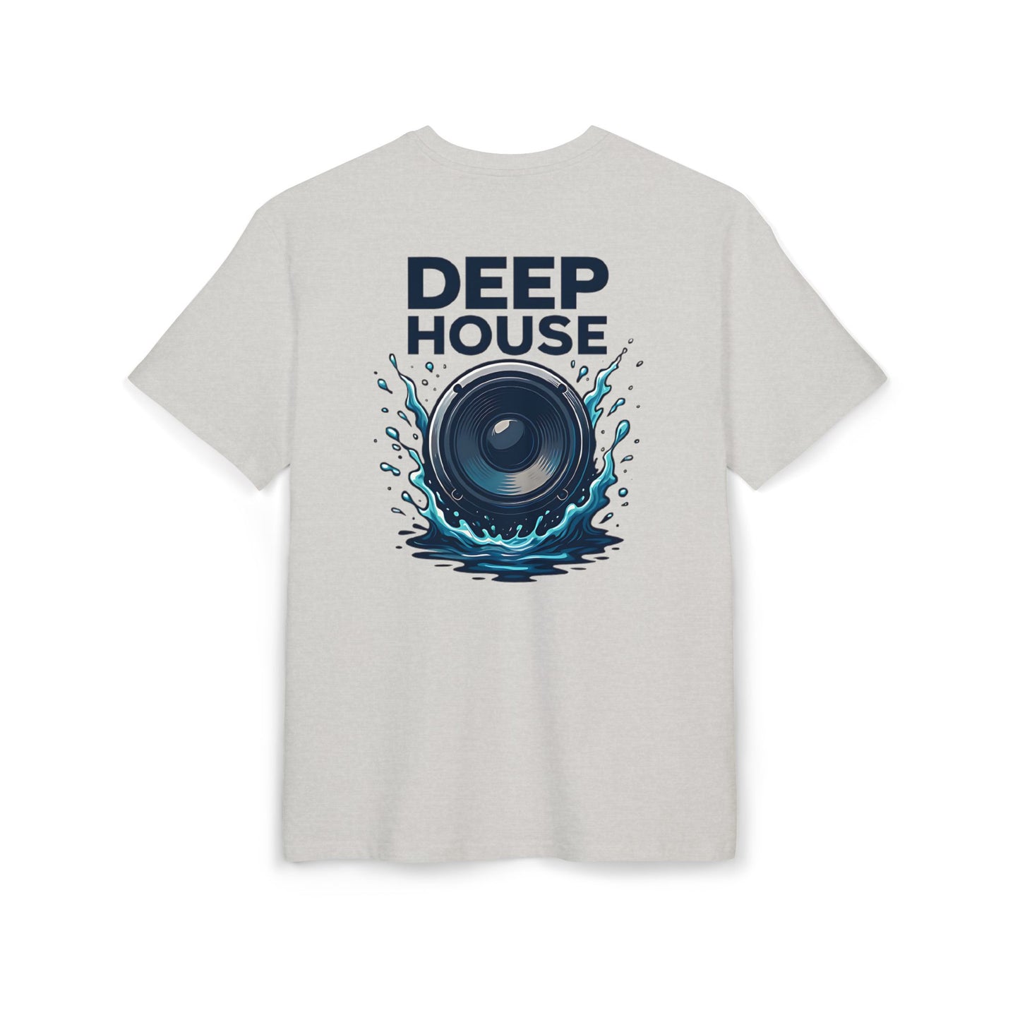 Deep House T-Shirt (Rückenprint) – Stylisches EDM Shirt mit Lautsprecher & Wasser Splash Motiv – Unisex Festival & Clubwear