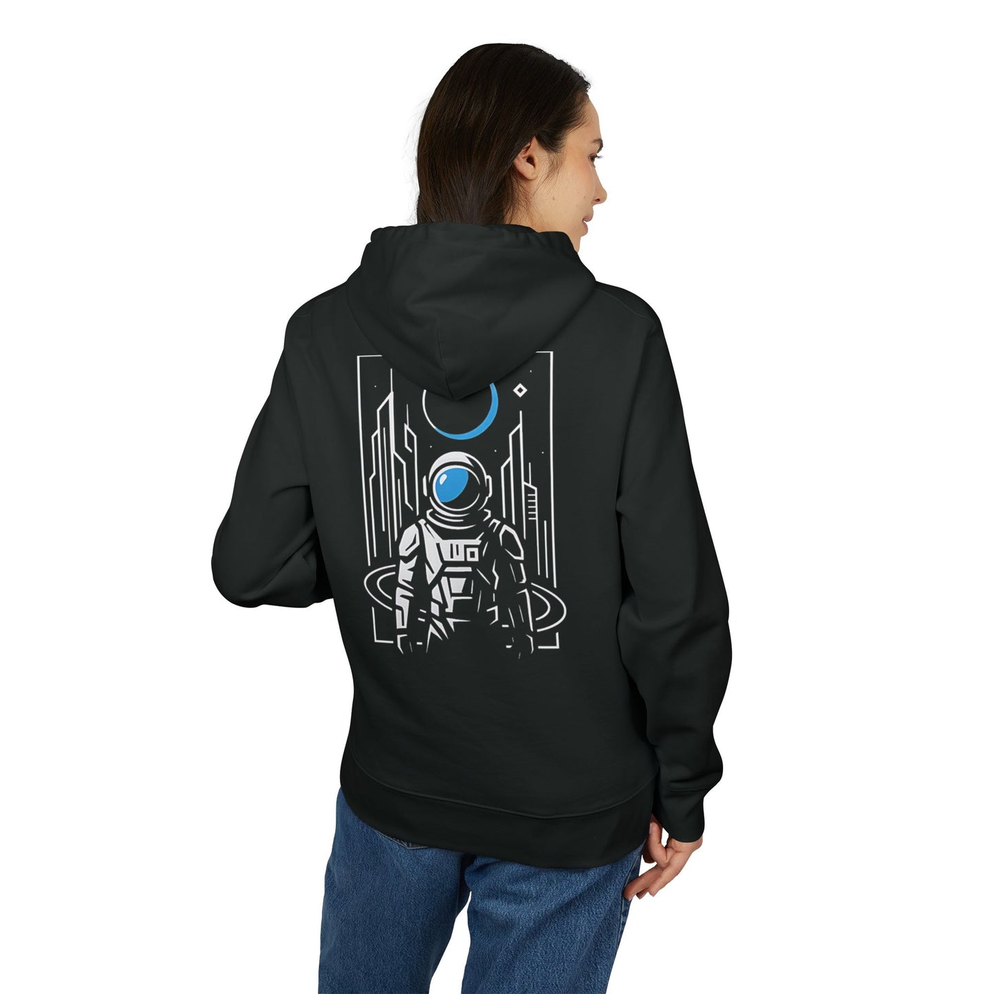 Futuristischer Astronaut Hoodie (Rückenprint) – Unisex Kapuzenpullover mit Space Design & Sci-Fi Motiv – Oversize Streetwear für Weltraum-Fans