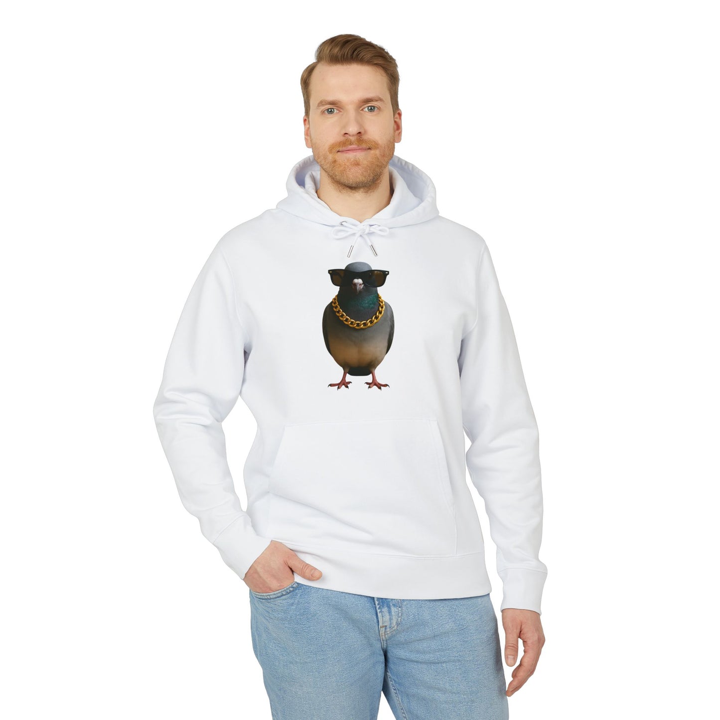 Gangster Taube Hoodie (Brustprint) – Lustiger Streetstyle Kapuzenpullover mit Vogel Motiv – Oversize Unisex Hoodie für Herren & Damen