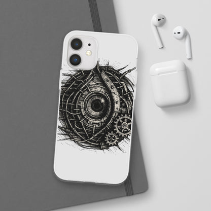Biomechanisches Auge Handyhülle – Futuristisches Cyberpunk Design mit Zahnrädern & Kabeln | Schutzhülle für iPhone & Android
