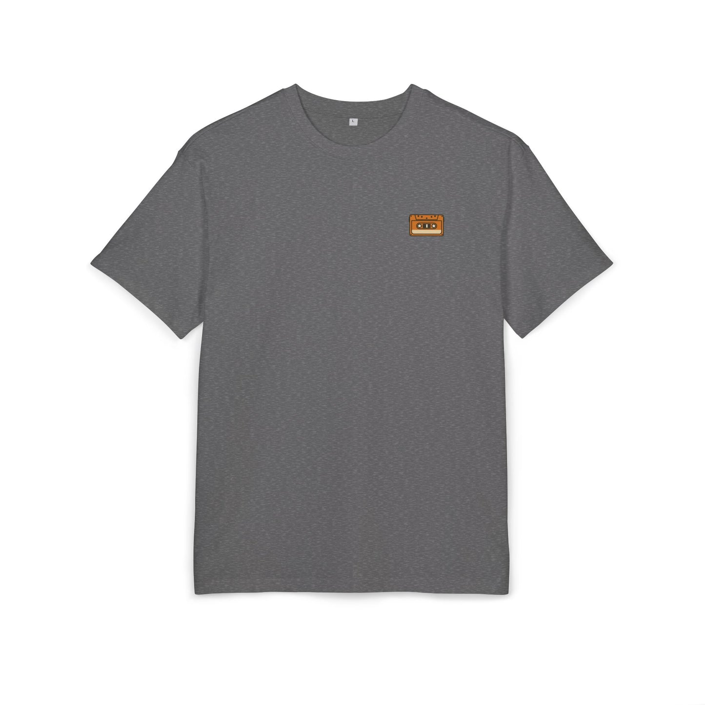 Retro Kassette T-Shirt (Brustprint) – Unisex Shirt mit Tape-Logo vorn & Bandsalat + TV Print hinten | Vintage Musik Design für Nostalgie-Fans