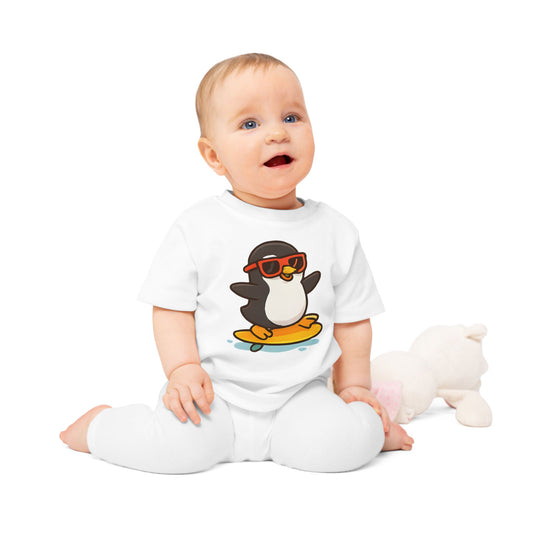 Baby T-Shirt „Cool Penguin“ – Lustiges Pinguin-Motiv mit Sonnenbrille, Bio-Baumwolle, nachhaltige Sommer-Babybekleidung
