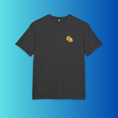 Smiley mit Bier (Brustprint) – Lustiges Party T-Shirt für Bierliebhaber | Unisex Funshirt