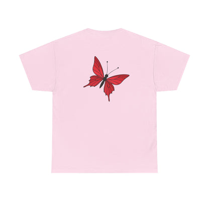 Roter Schmetterling T-Shirt Unisex – Ausdrucksstarkes Butterfly Design | Natur-inspiriertes Baumwollshirt für Damen & Herren