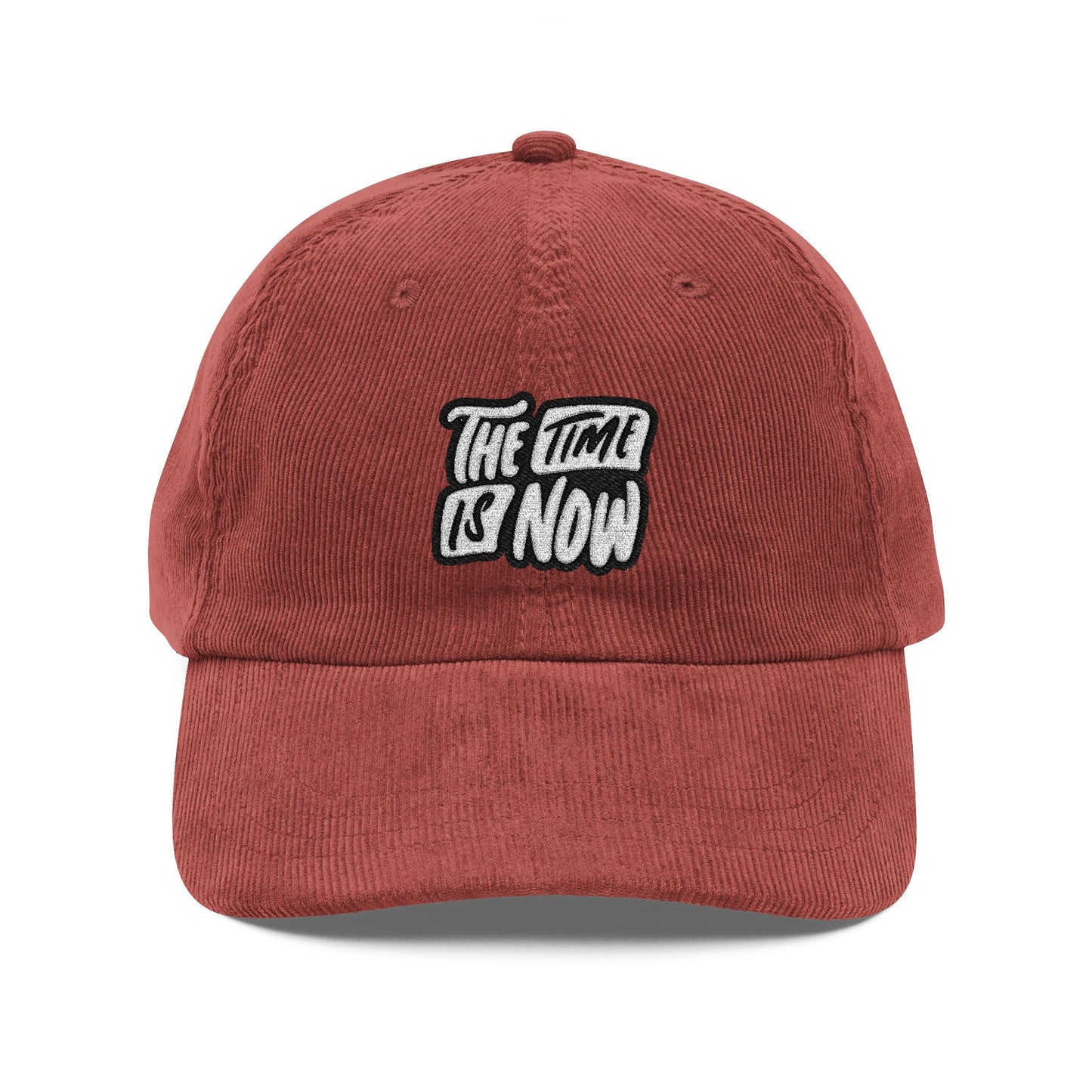 The Time is Now Cord Cap – Retro Cord Basecap mit Stickerei - Good Vibes, Gift for Friends, Relaxed Fashion