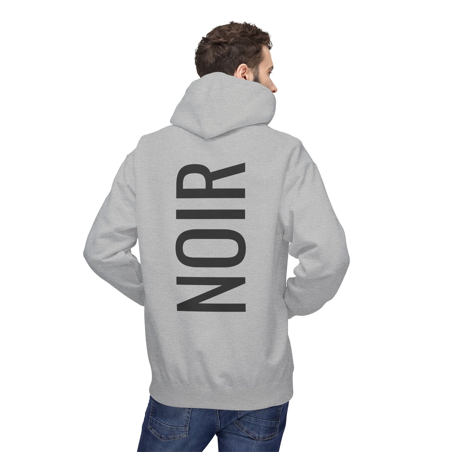 NOIR Hoodie Unisex (Rückenprint) – Nachhaltiger Midweight Fleece Kapuzenpullover mit Kängurutasche, Fair & OEKO-TEX zertifiziert