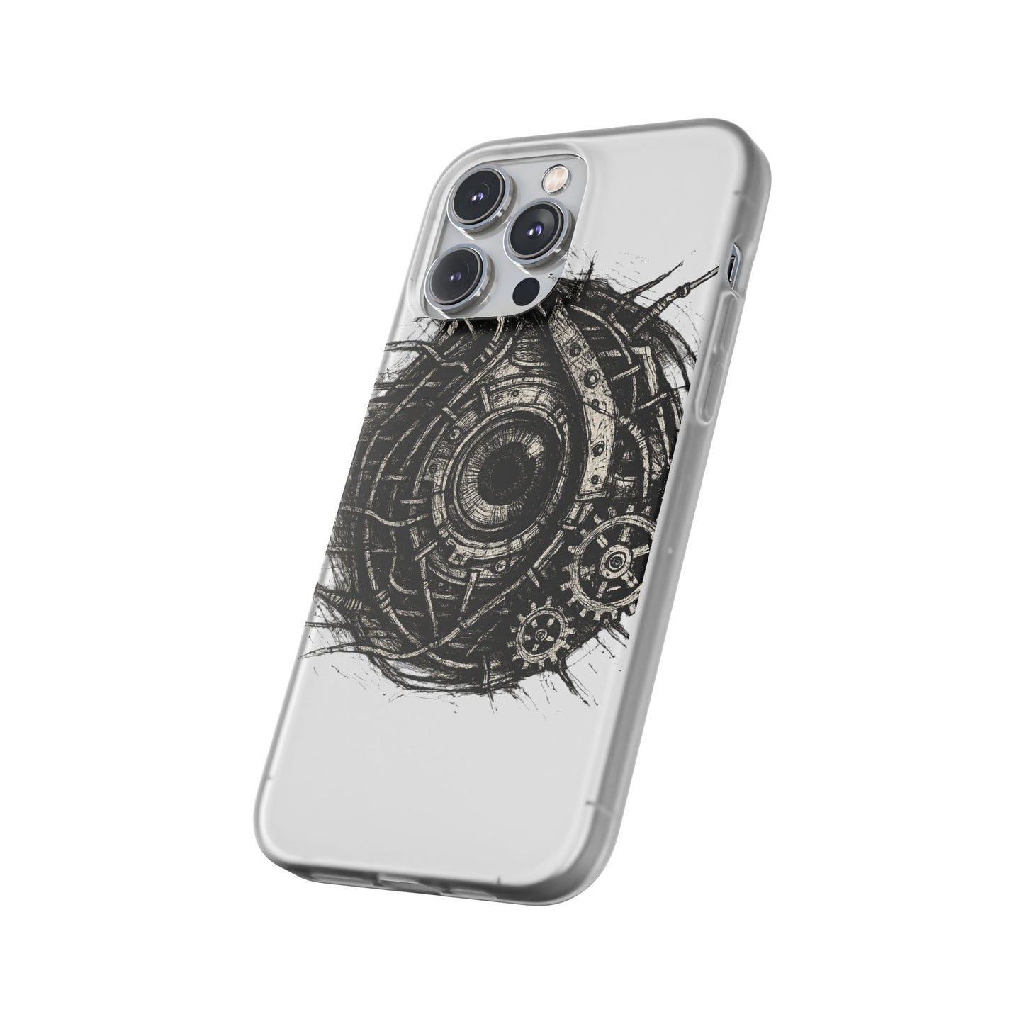 Biomechanisches Auge Handyhülle – Futuristisches Cyberpunk Design mit Zahnrädern & Kabeln | Schutzhülle für iPhone & Android