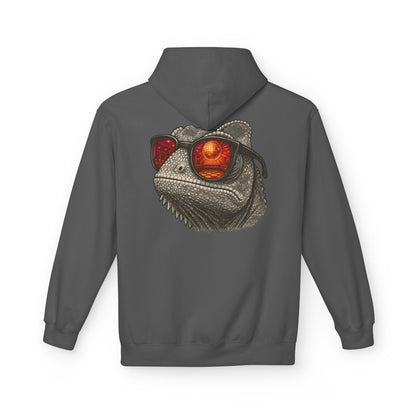 Chamäleon Hoodie Unisex (Rückenprint) – Retro Tiermotiv mit Sonnenbrille & Disco-Design – Lustiger Kapuzenpullover für Festival, Streetwear & Geschenkideen