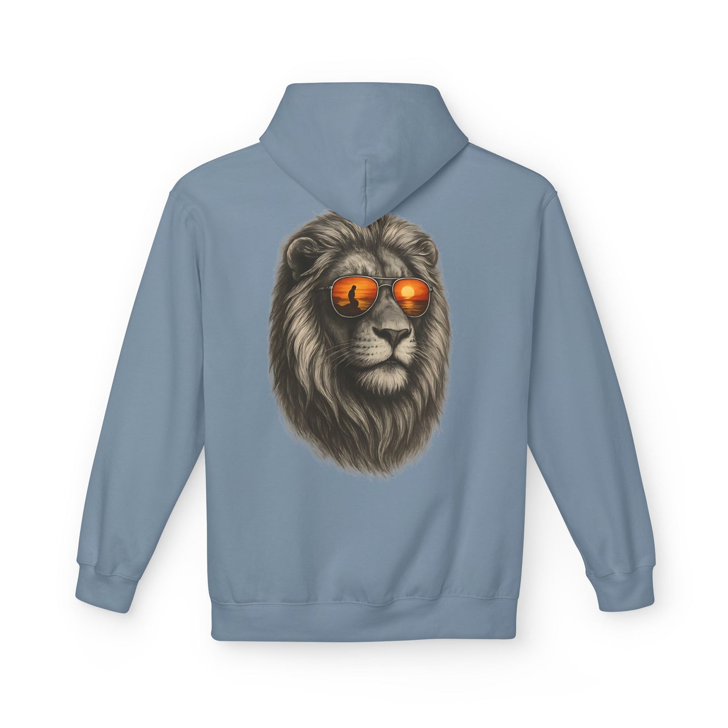 Löwen Hoodie Unisex (Rückenprint) – Stylischer Kapuzenpullover mit Sonnenbrillen-Löwe | Tiermotiv Streetwear für Damen & Herren