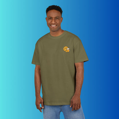 Smiley mit Bier (Brustprint) – Lustiges Party T-Shirt für Bierliebhaber | Unisex Funshirt