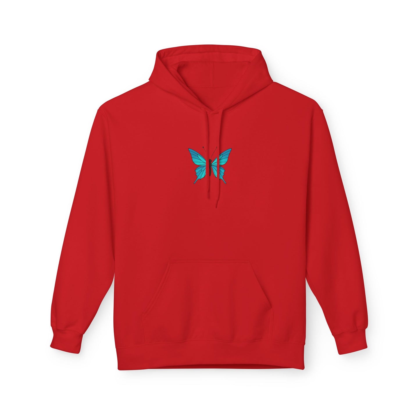 Blauer Schmetterling Hoodie Unisex (Brustprint) – Leuchtendes Butterfly Design | Nachhaltiger Kapuzenpullover aus Baumwolle