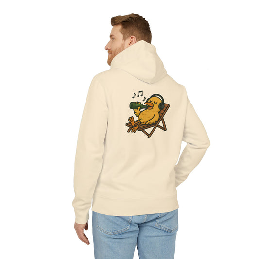 Chillente Hoodie (Rückenprint) – Lustiger Unisex Kapuzenpullover mit Ente, Bier & Musik-Motiv | Perfekt für Freizeit, Festivals & Sommer