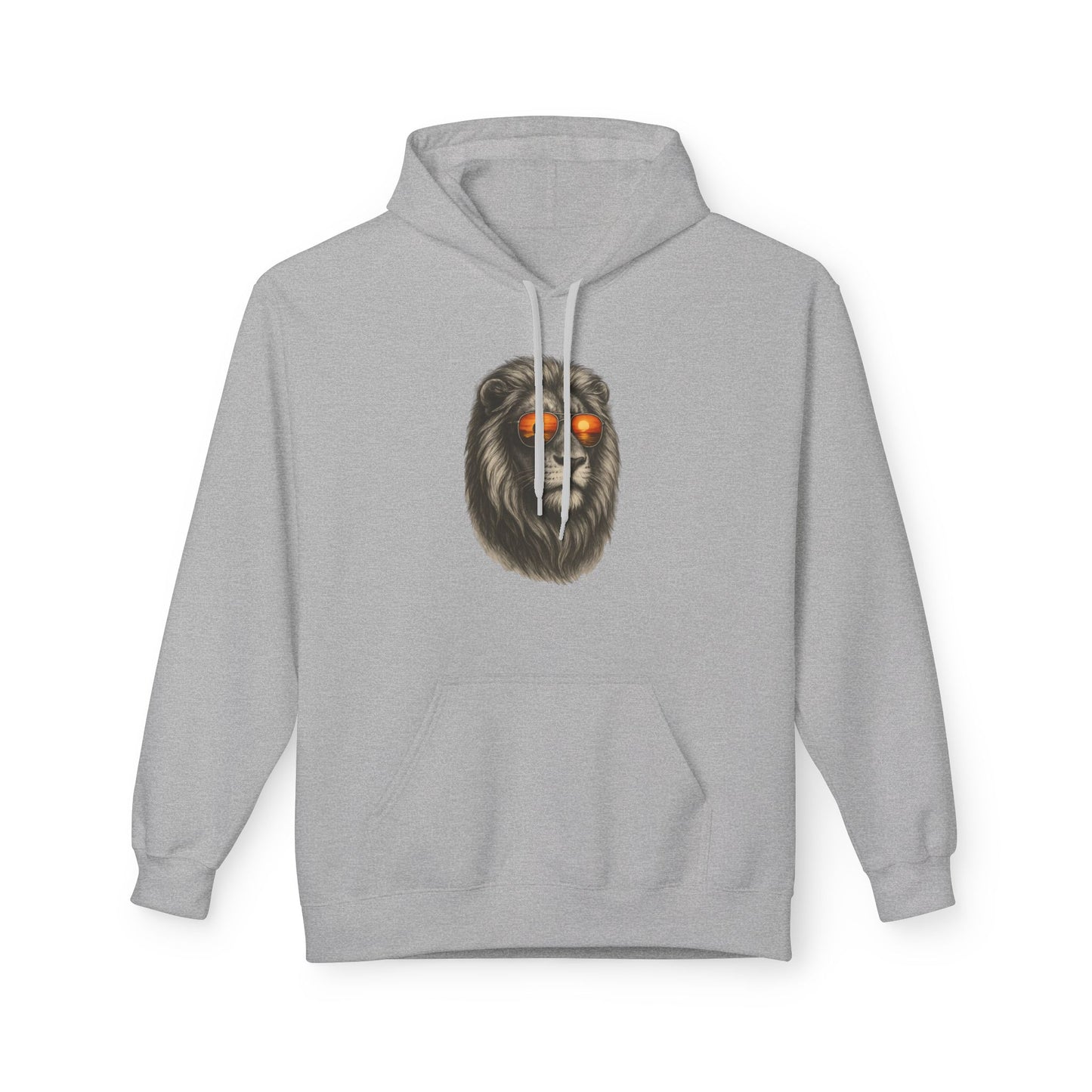 Löwen Hoodie Unisex (Brustprint) – Stylischer Kapuzenpullover mit Sonnenbrillen-Löwe | Tiermotiv Streetwear für Damen & Herren