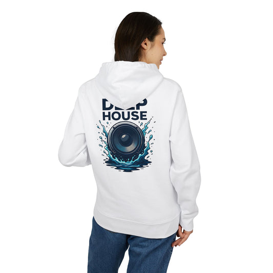 Deep House Hoodie (Rückenprint) – Stylischer Musik Hoodie mit Lautsprecher & Wasser Splash Design – Unisex EDM & Festival Streetwear