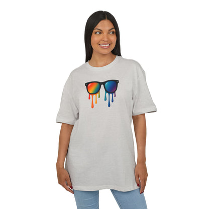 Melting Rainbow Shades T-Shirt (Brustprint) – Stylisches Unisex Shirt mit bunter Sonnenbrille & Farbverlauf | Cooles Sommer & Festival Design