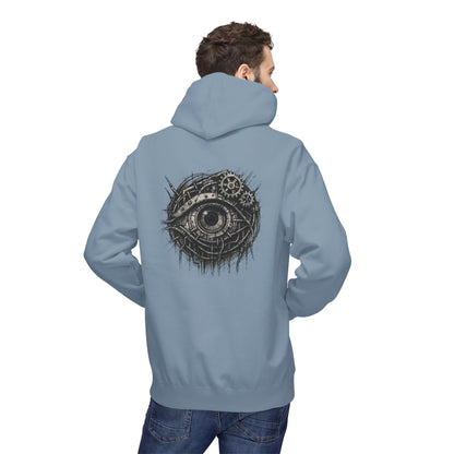 Biomechanisches Auge Hoodie Unisex – Cyberpunk Kapuzenpullover mit Zahnrädern & Kabeln | Futuristischer Techwear Look