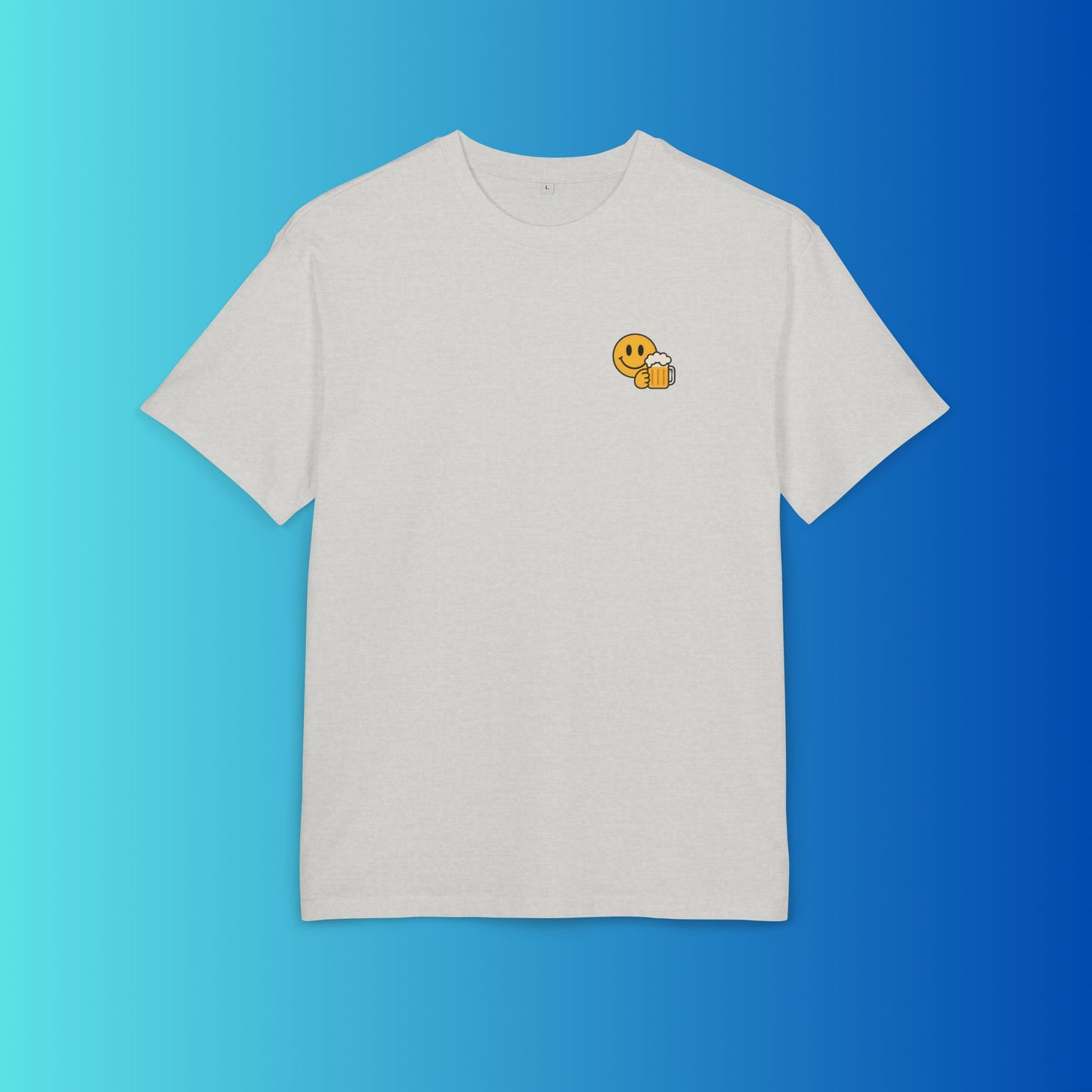 Smiley mit Bier (Brustprint) – Lustiges Party T-Shirt für Bierliebhaber | Unisex Funshirt