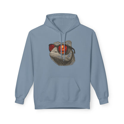 Chamäleon Hoodie Unisex (Brustprint) – Retro Tiermotiv mit Sonnenbrille & Disco-Design – Lustiger Kapuzenpullover für Festival, Streetwear & Geschenkideen