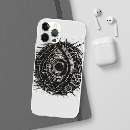 Biomechanisches Auge Handyhülle – Futuristisches Cyberpunk Design mit Zahnrädern & Kabeln | Schutzhülle für iPhone & Android