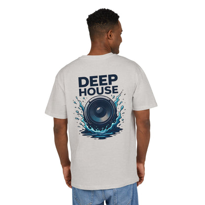 Deep House T-Shirt (Rückenprint) – Stylisches EDM Shirt mit Lautsprecher & Wasser Splash Motiv – Unisex Festival & Clubwear