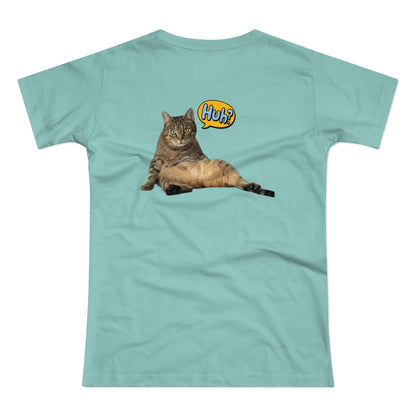“Huh?” Katze – Lustiges Katzen T-Shirt mit Rückendruck | Für Katzenfans mit Humor
