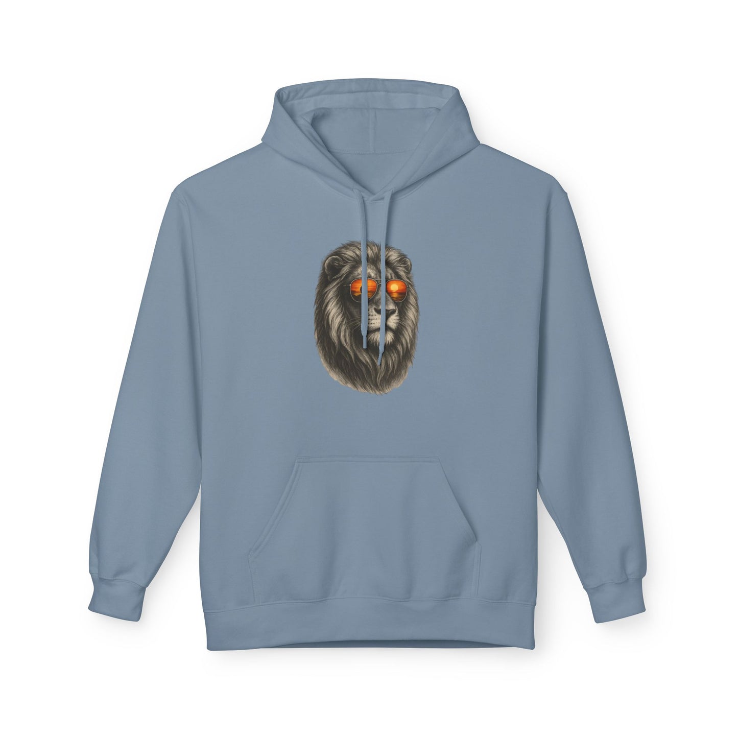 Löwen Hoodie Unisex (Brustprint) – Stylischer Kapuzenpullover mit Sonnenbrillen-Löwe | Tiermotiv Streetwear für Damen & Herren