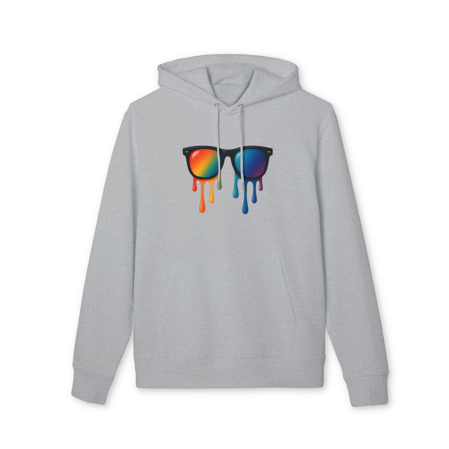 Melting Shades Hoodie (Brustprint) – Stylischer Unisex Hoodie mit bunter Sonnenbrille & Tropf-Effekt | Retro Streetwear für Sommer & Festival