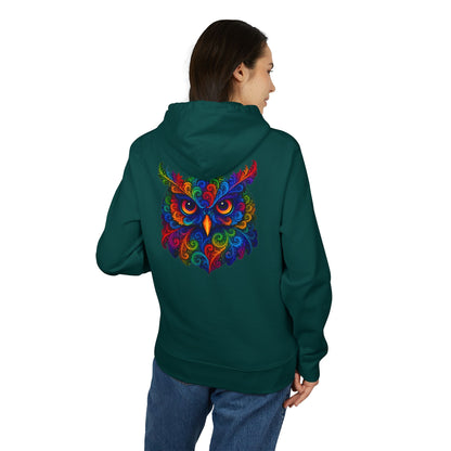Bunter Eulen Hoodie (Rückenprint) – Psychedelischer Boho Kapuzenpullover mit Tiermotiv – Unisex Streetwear für Kunst- & Festival-Fans