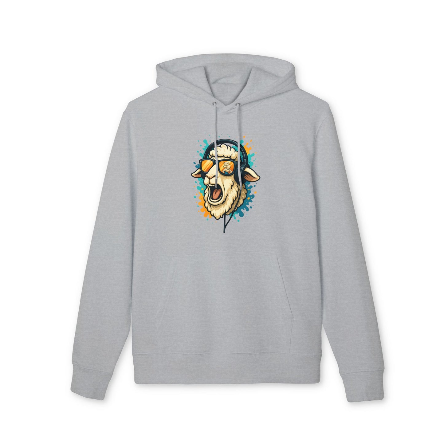 Lustiger Schaf Hoodie (Brustprint) – Unisex Kapuzenpullover mit Kopfhörer & Sonnenbrille – Musik Cartoon Streetwear für Tierfreunde