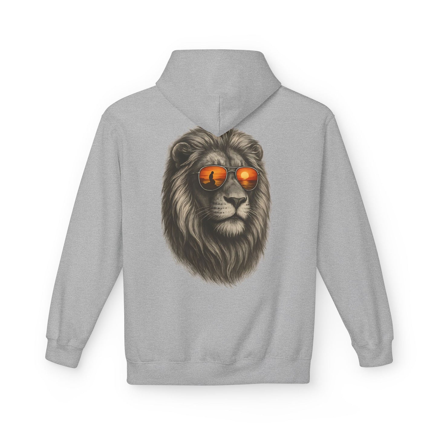 Löwen Hoodie Unisex (Rückenprint) – Stylischer Kapuzenpullover mit Sonnenbrillen-Löwe | Tiermotiv Streetwear für Damen & Herren