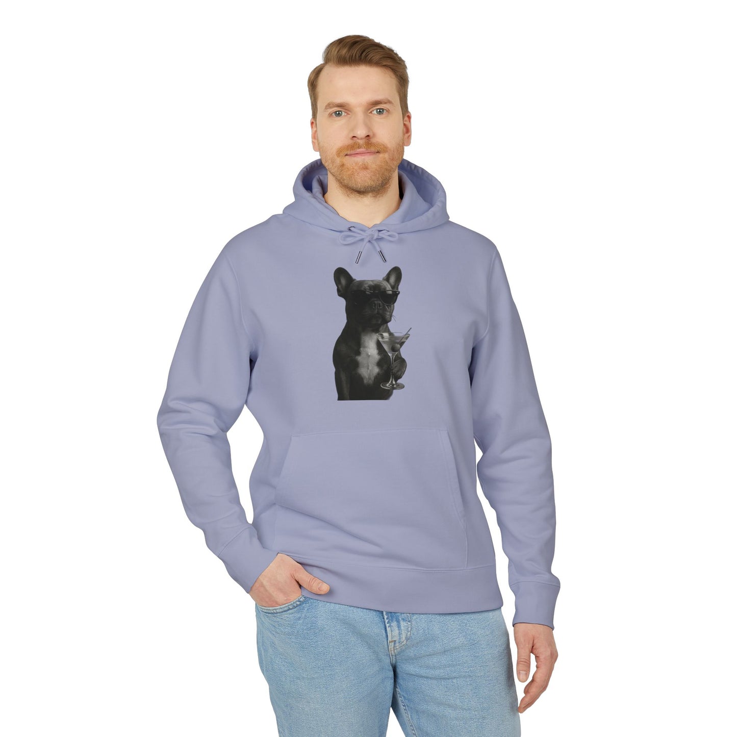 French Bulldog Hoodie (Brustprint) – Lustiger Kapuzenpullover mit Hund & Sonnenbrille – Unisex Streetwear mit Tiermotiv