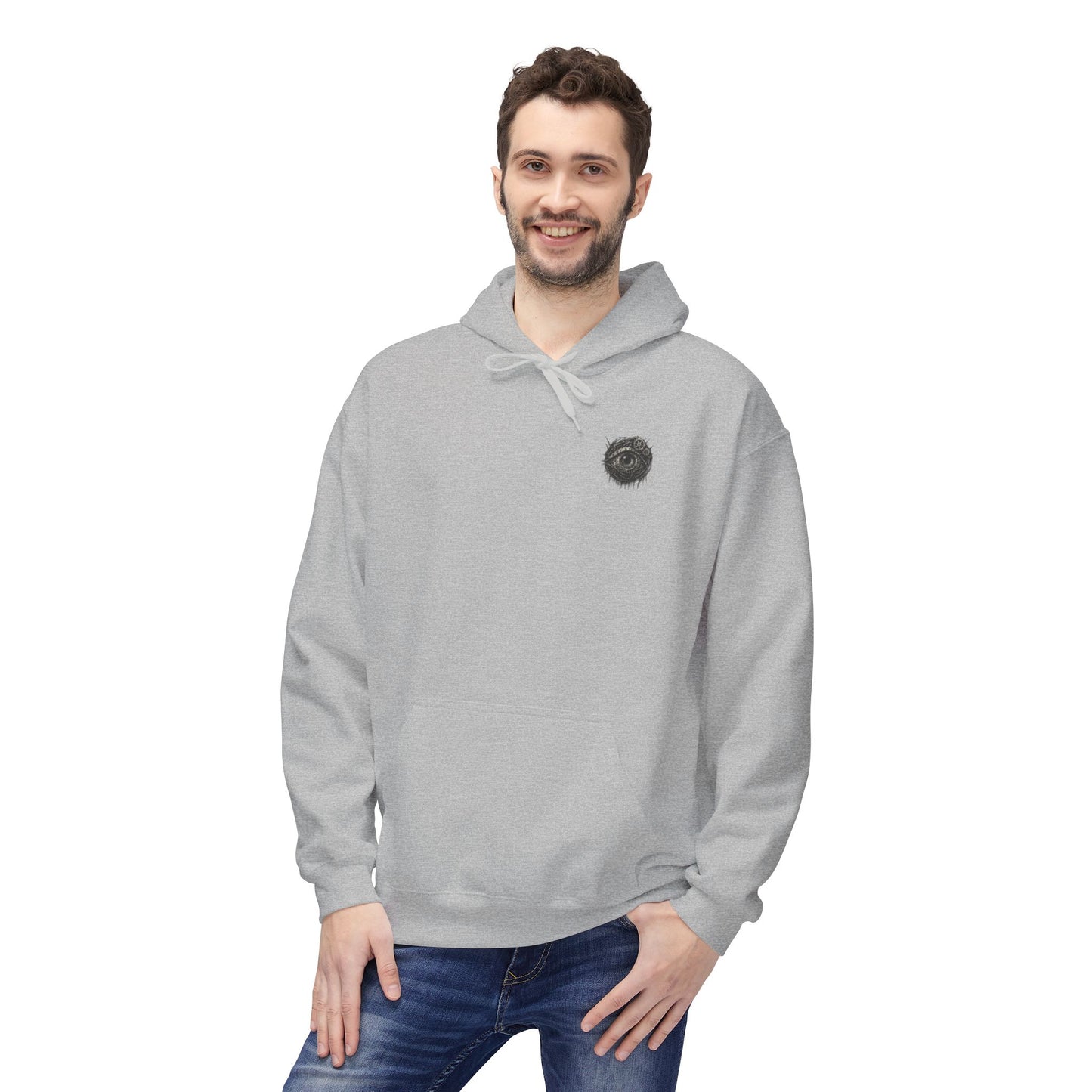 Biomechanisches Auge Hoodie Unisex – Cyberpunk Kapuzenpullover mit Zahnrädern & Kabeln | Futuristischer Techwear Look