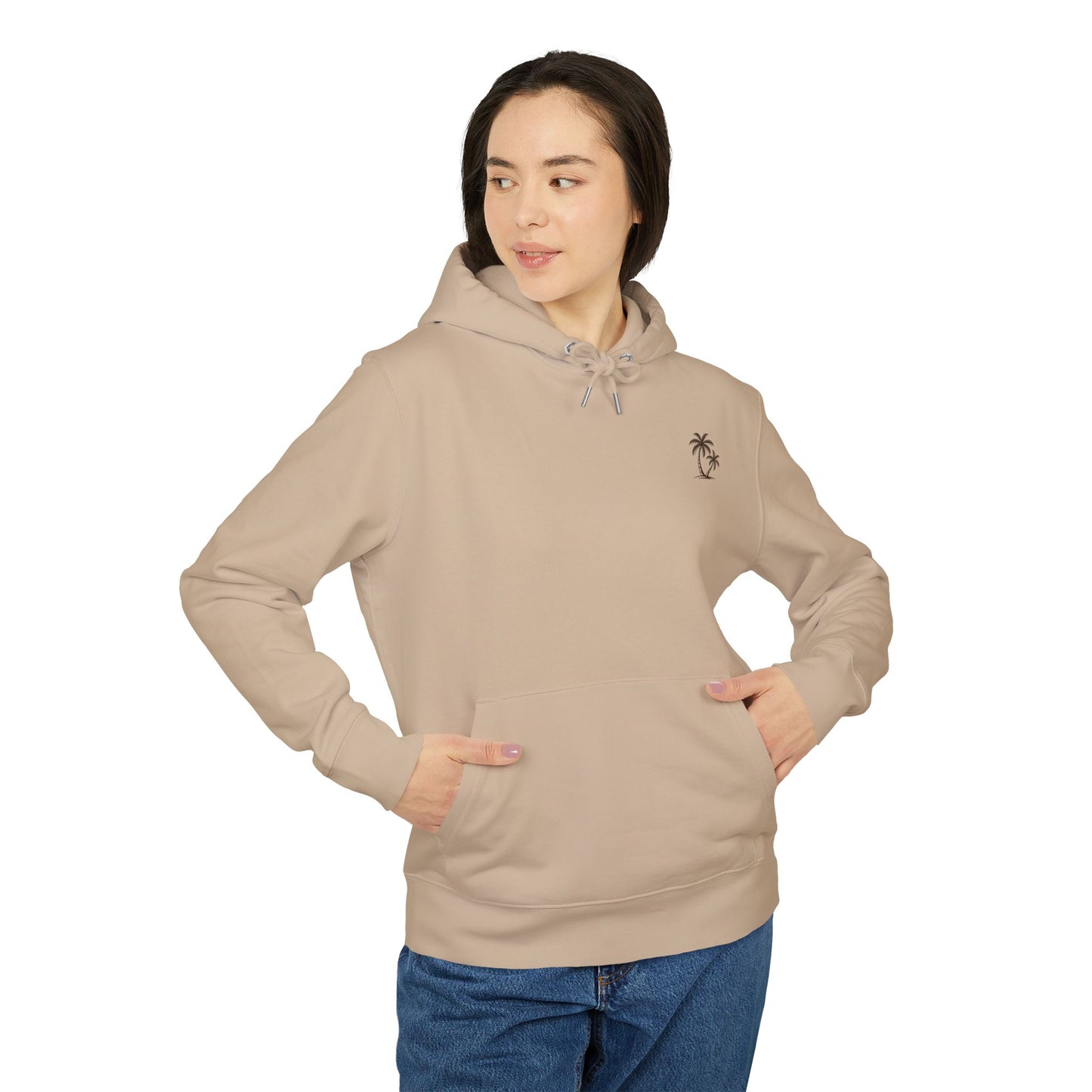 Palmen Hoodie Unisex (Rückenprint) – Tropischer Kapuzenpullover im Strand-Design | Sommerlicher Boho Look aus Baumwolle