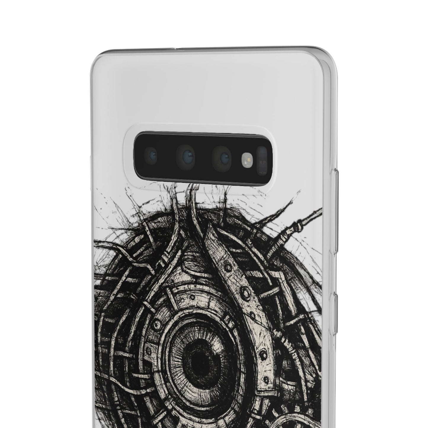 Biomechanisches Auge Handyhülle – Futuristisches Cyberpunk Design mit Zahnrädern & Kabeln | Schutzhülle für iPhone & Android