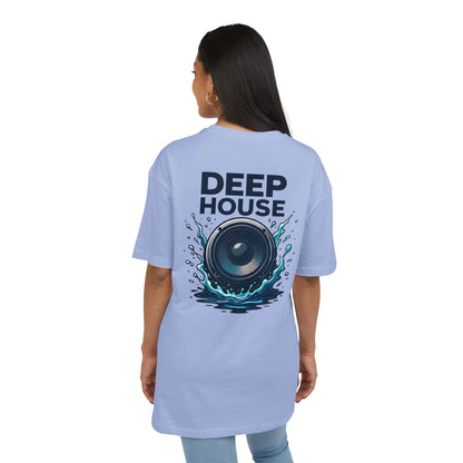 Deep House T-Shirt (Rückenprint) – Stylisches EDM Shirt mit Lautsprecher & Wasser Splash Motiv – Unisex Festival & Clubwear