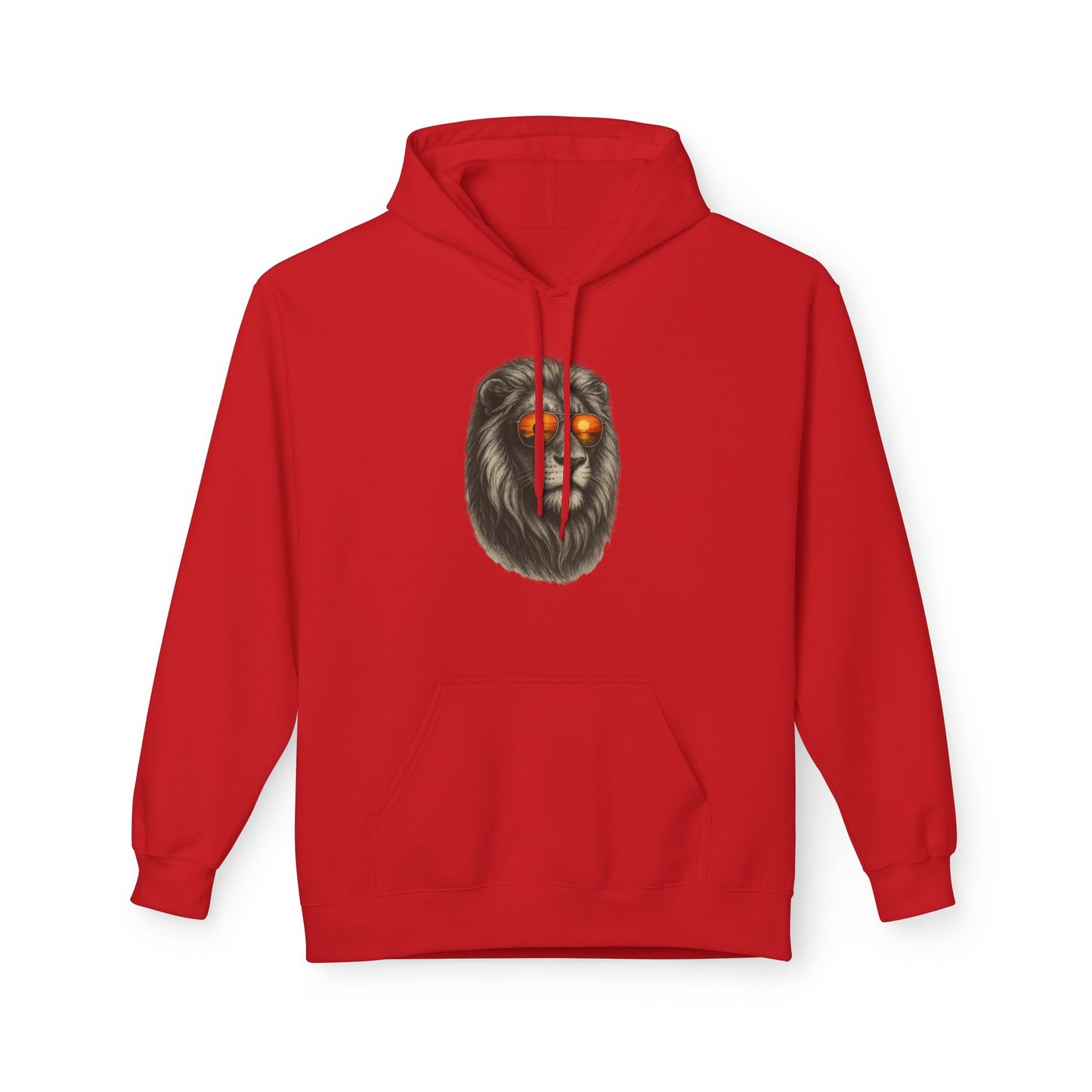 Löwen Hoodie Unisex (Brustprint) – Stylischer Kapuzenpullover mit Sonnenbrillen-Löwe | Tiermotiv Streetwear für Damen & Herren