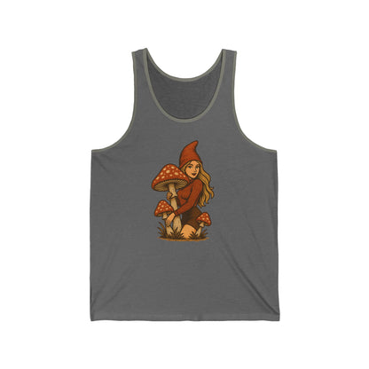 Fantasy Pilzfee Tanktop – Retro Grafik Shirt mit Wald- und Fliegenpilz Design