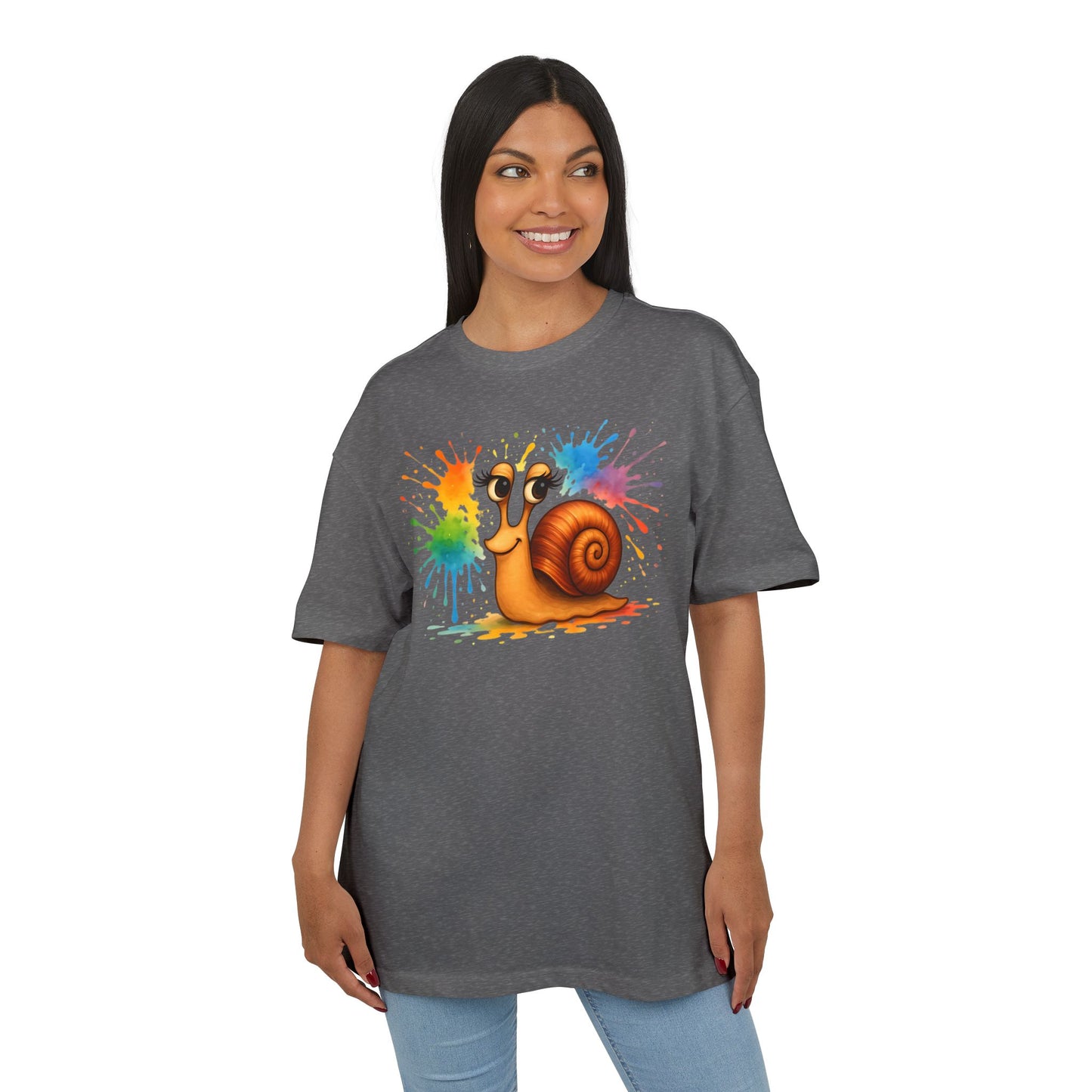 Bunte Schnecke T-Shirt (Brustprint) – Lustiges Unisex Shirt mit Farbklecks-Design für Tierfreunde & Kreative