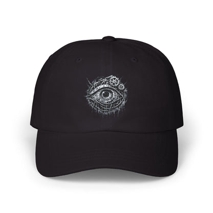 Biomechanisches Auge Cap – Cyberpunk Kappe mit Zahnrädern & Kabeln | Verstellbare Unisex Techwear Basecap