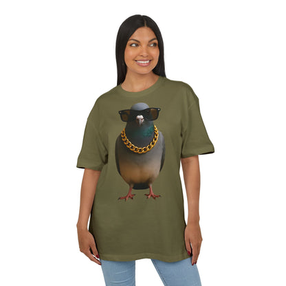 Streetstyle Taube T-Shirt (Brustprint) – Cooles Pigeon Design mit Sonnenbrille & Goldkette für Urban Vibes