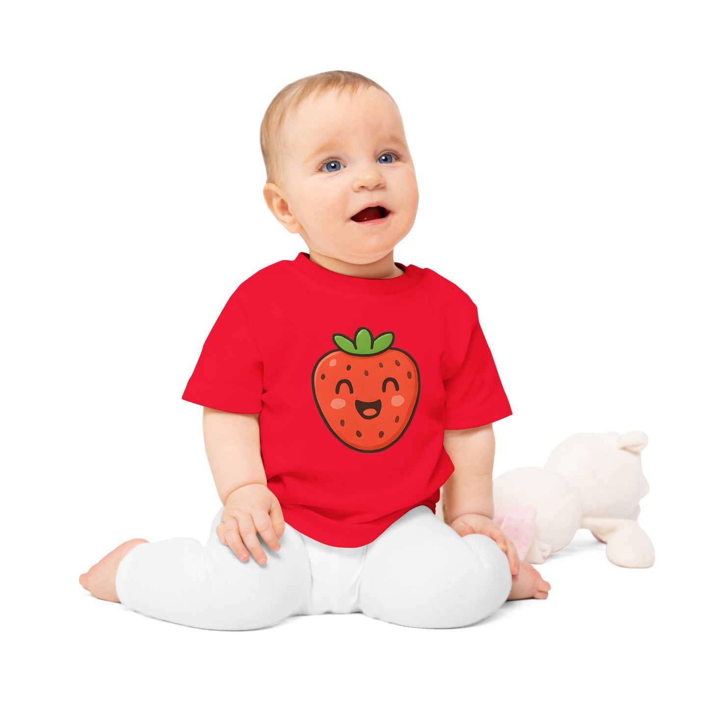 Baby T-Shirt „Sweet Strawberry“ – Süßes Erdbeer-Motiv, Bio-Baumwolle, nachhaltige Babybekleidung für kleine Fruchtliebhaber