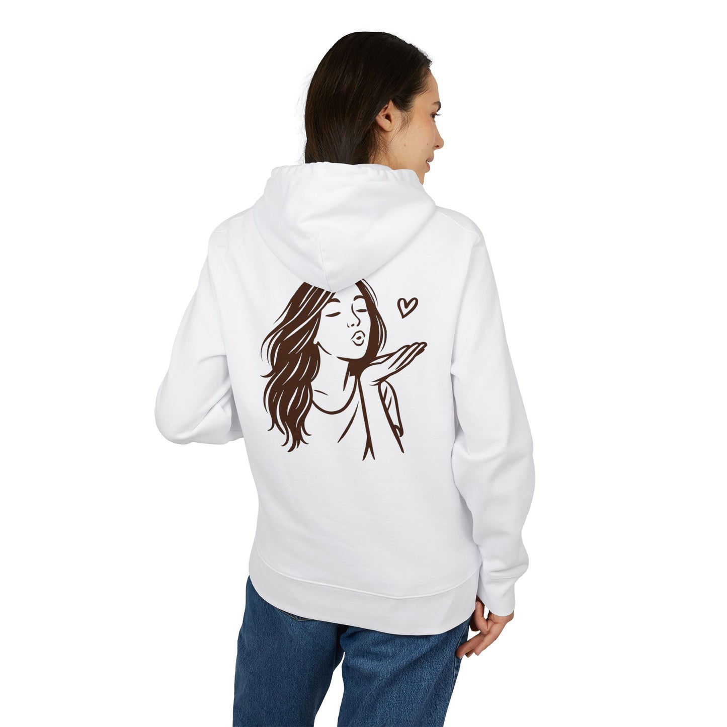 Kusshand Hoodie Unisex (Rückenprint) – Romantischer Love Hoodie mit Herz Motiv, Stylisches Geschenk für Valentinstag & Paare