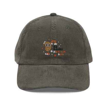 No Rains No Rainbow Cord Cap – Retro Cord Basecap mit Stickerei - Good Vibes, Gift for Friends, Relaxed Fashion