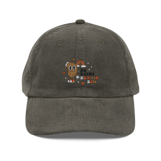 No Rains No Rainbow Cord Cap – Retro Cord Basecap mit Stickerei - Good Vibes, Gift for Friends, Relaxed Fashion