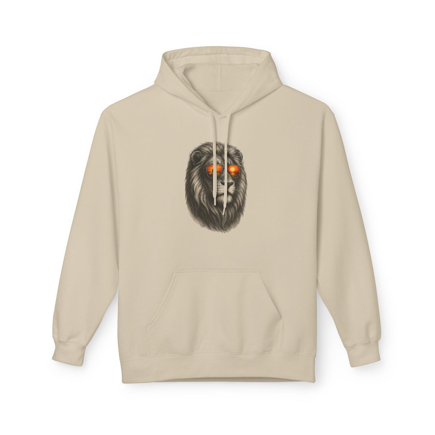 Löwen Hoodie Unisex (Brustprint) – Stylischer Kapuzenpullover mit Sonnenbrillen-Löwe | Tiermotiv Streetwear für Damen & Herren