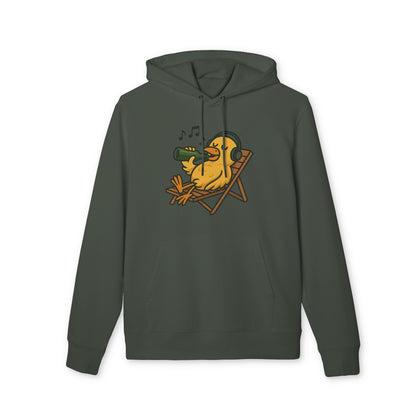 Chillente Hoodie (Brustprint) – Lustiger Unisex Kapuzenpullover mit Ente, Bier & Musik-Motiv | Perfekt für Freizeit, Festivals & Sommer