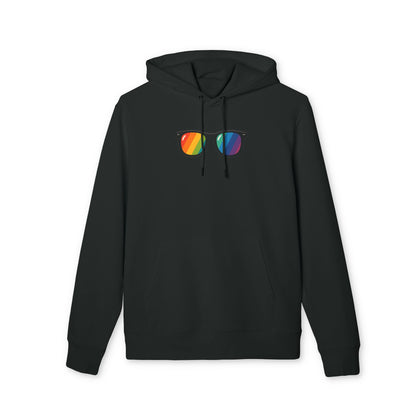 Regenbogen Sonnenbrille Hoodie (Brustprint) – Unisex Kapuzenpullover im bunten Pride Design für Festival & Streetwear