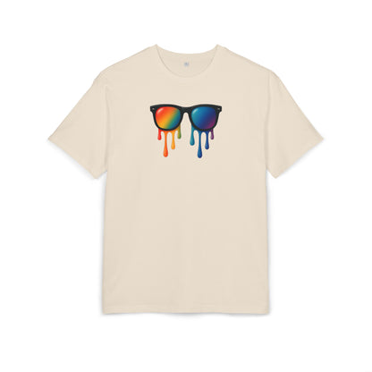 Melting Rainbow Shades T-Shirt (Brustprint) – Stylisches Unisex Shirt mit bunter Sonnenbrille & Farbverlauf | Cooles Sommer & Festival Design